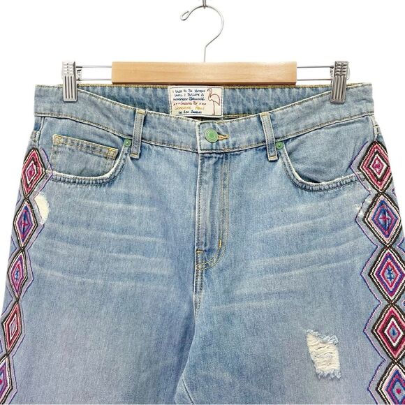 Sandrine Rose Embroidered Boyfriend Jeans Size 28 | 6 Handmade in LA Boho Chic - Picture 10 of 14